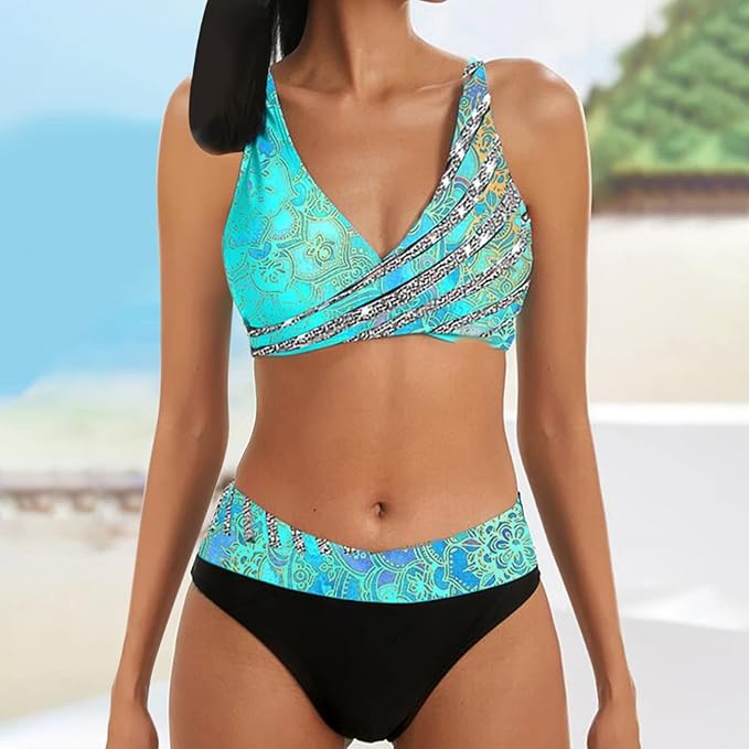 Wendy - Color Block højtaljede bikinisæt